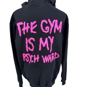 Kill Crew Hoodie L Black Pink Gym Is My Psych Ward Spray Paint Tagging Graphic